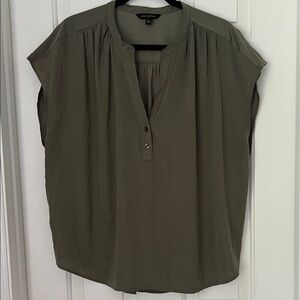 Banana Republic Olive Green Blouse with Button Front XL